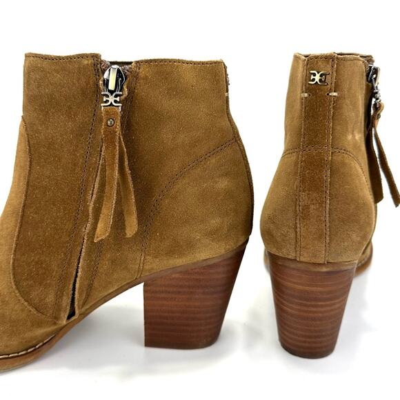 Sam Edelman Mari Women Brown Ankle Boot Sz 9.5 Suede Cuban Heel Cushioned Bootie - Picture 10 of 15